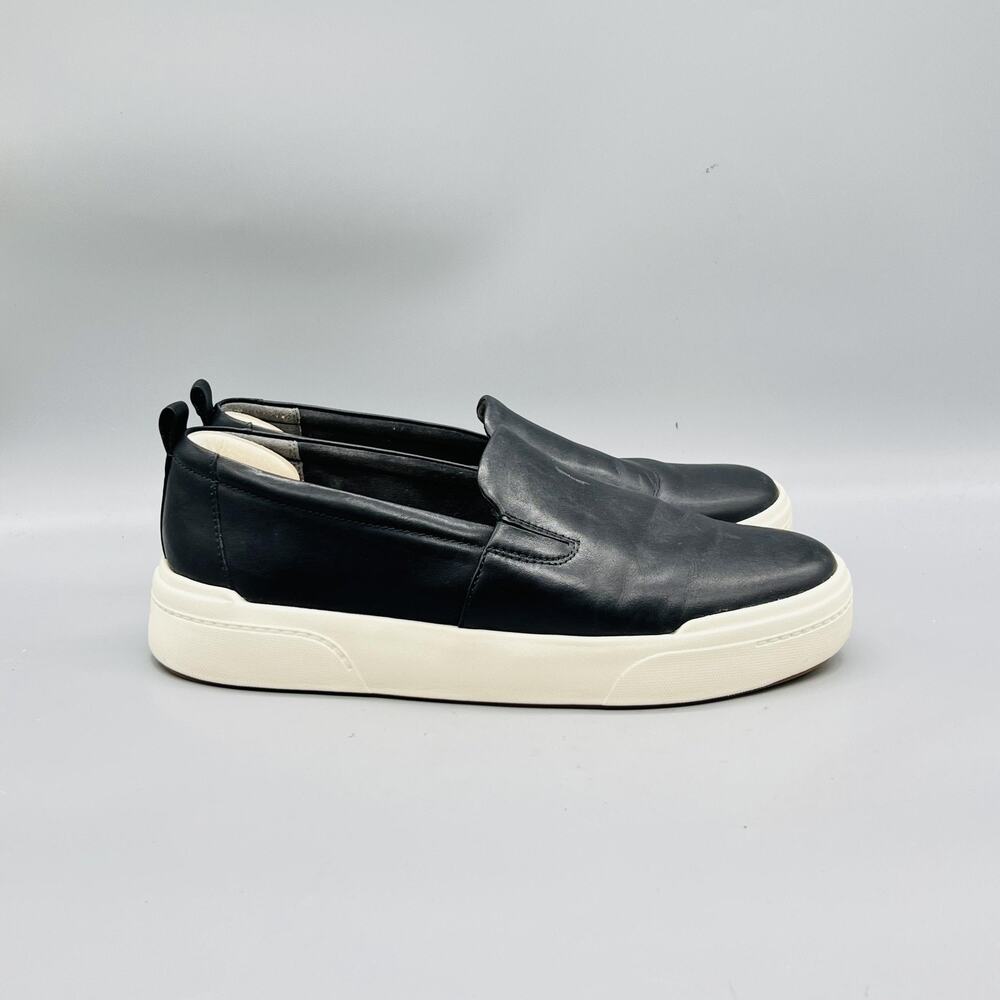 Vionic Shoes Womens 8.5 Black Leather Slip On Shearling Lined Sneakers Comfort